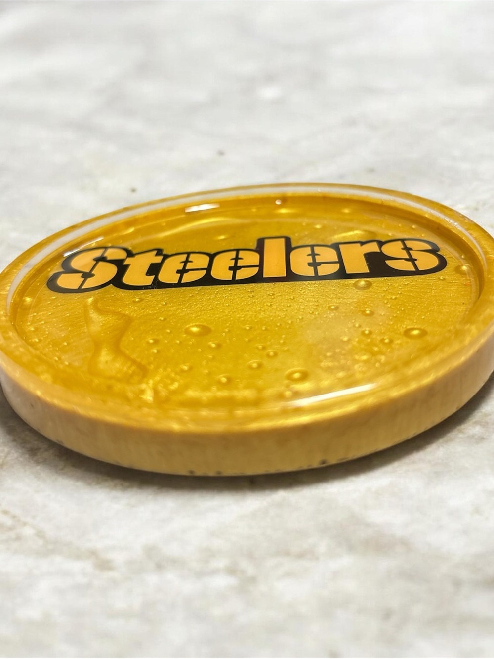 NORE’S NOVELTIES  Single Handcrafted Sport Beverage Coaster- Pittsburgh Steelers